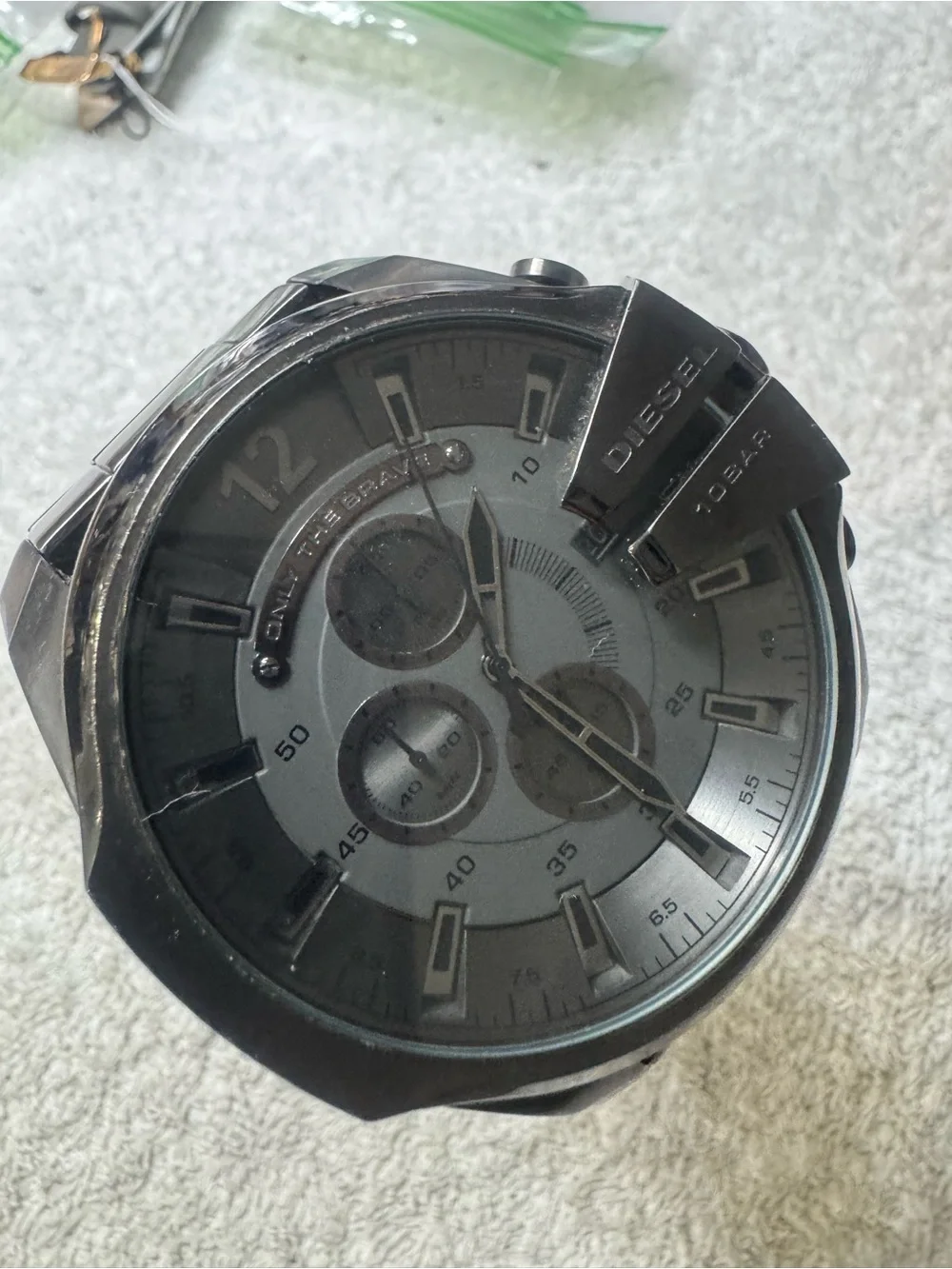 #140 Diesel Silver Gray Multi-Dial Chronograph Watch